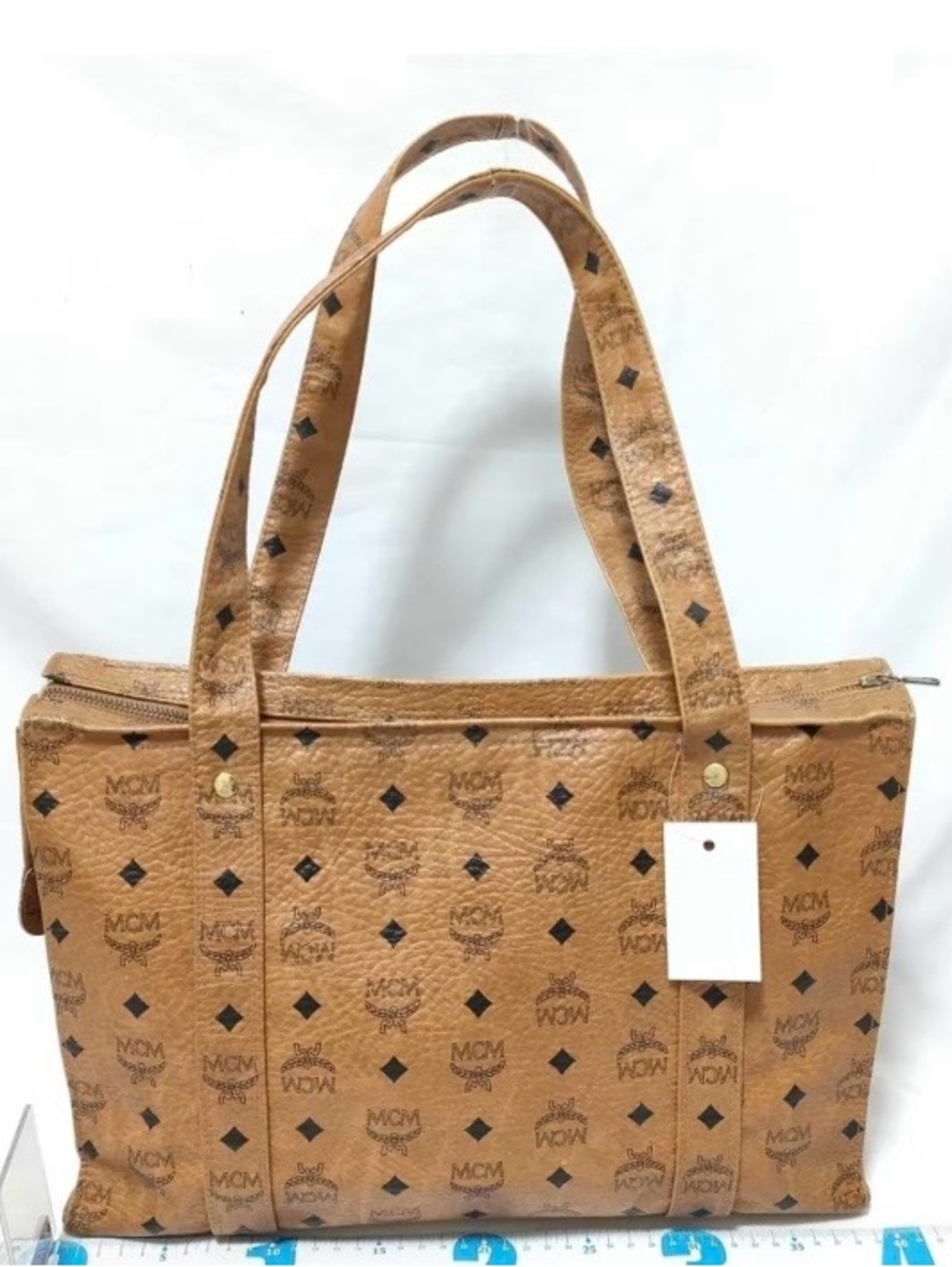 MCM Cognac Monogram Tote Bag - Cognac short shoulder straps